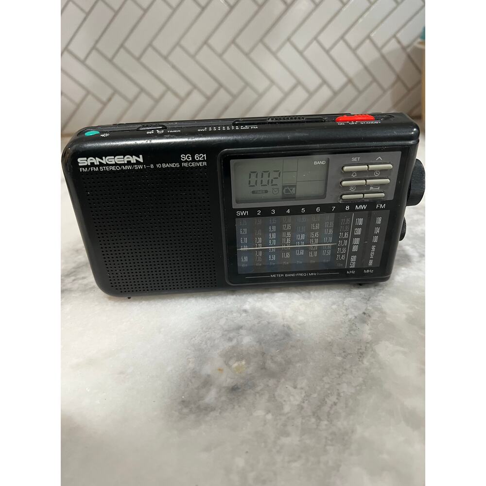 Sangean SG-621 AM/FM Digital Clock Radio Portable Alarm LCD Display Tested rare